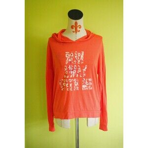 Wall Flower Sz L Lightweight Hooded Sweatshirt Sweater Long Sleeve Orange EUC